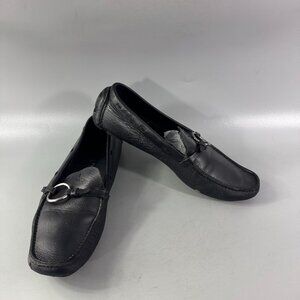 Authentic Prada Women's Daino Nero Black Leather Loafers, Size 37 1/2